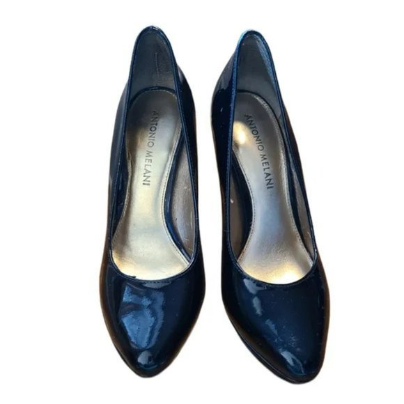Antonio Melani Joanne Black Genuine Patent Leather Stilletto Pumps Size 6 - Picture 2 of 6